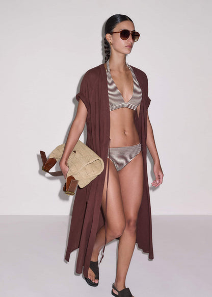 ME+EM Clothing Cinnamon Brown Striped Bikini Bottom
