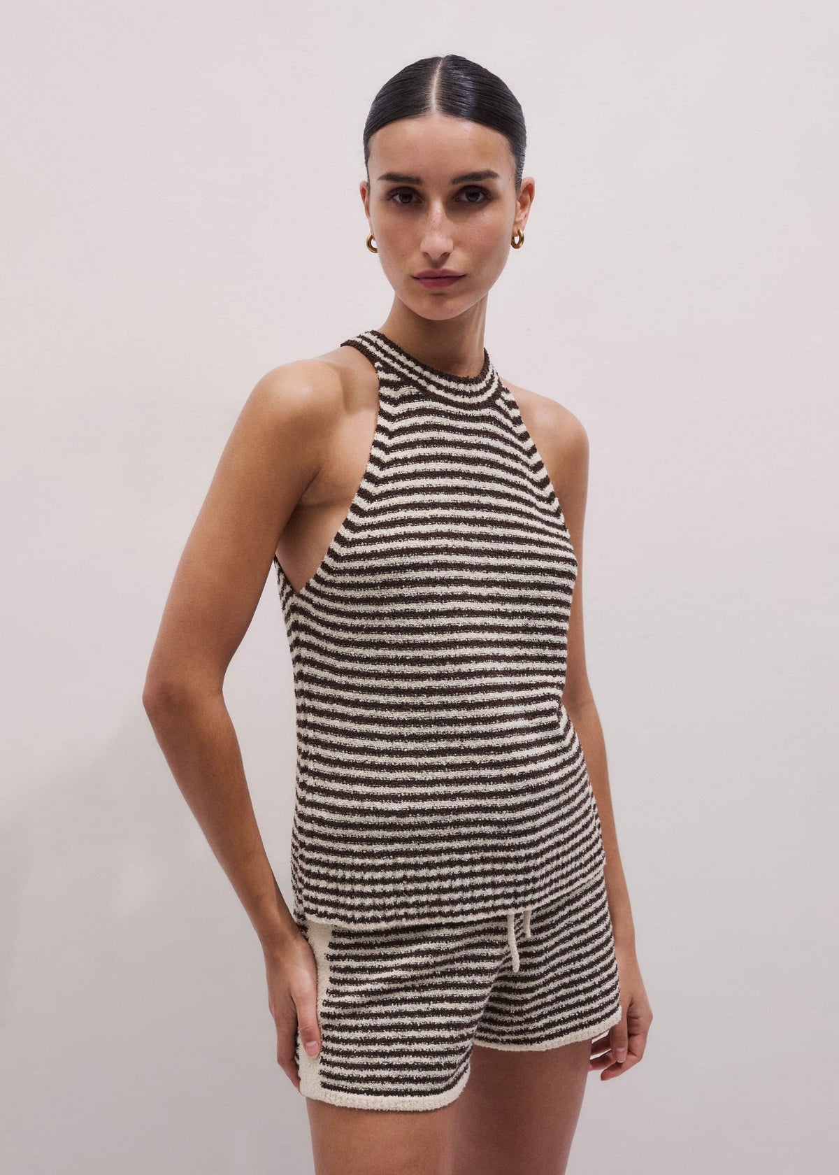ME+EM Clothing Cocoa Brown Stripe Short Co-ord