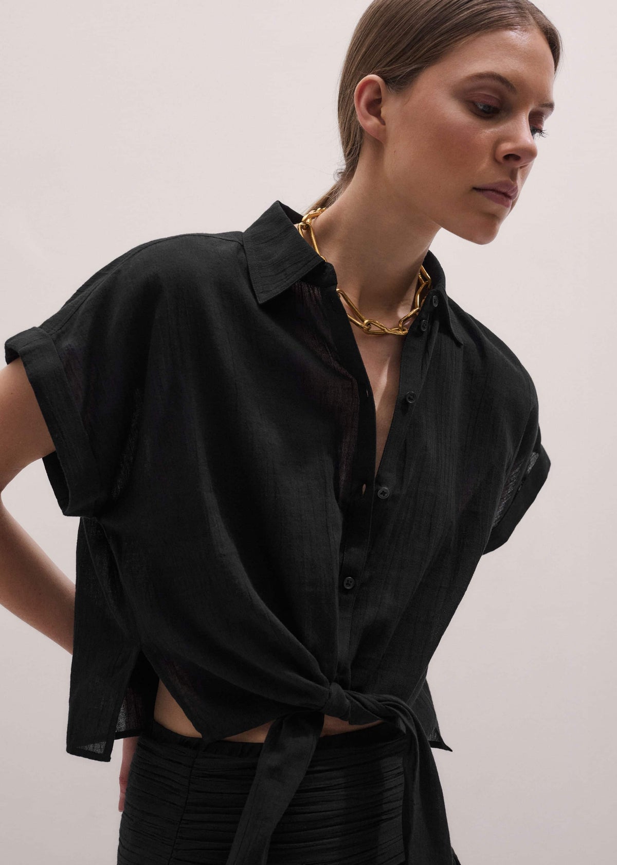 ME+EM Clothing Black Beach Shirt Co-ord