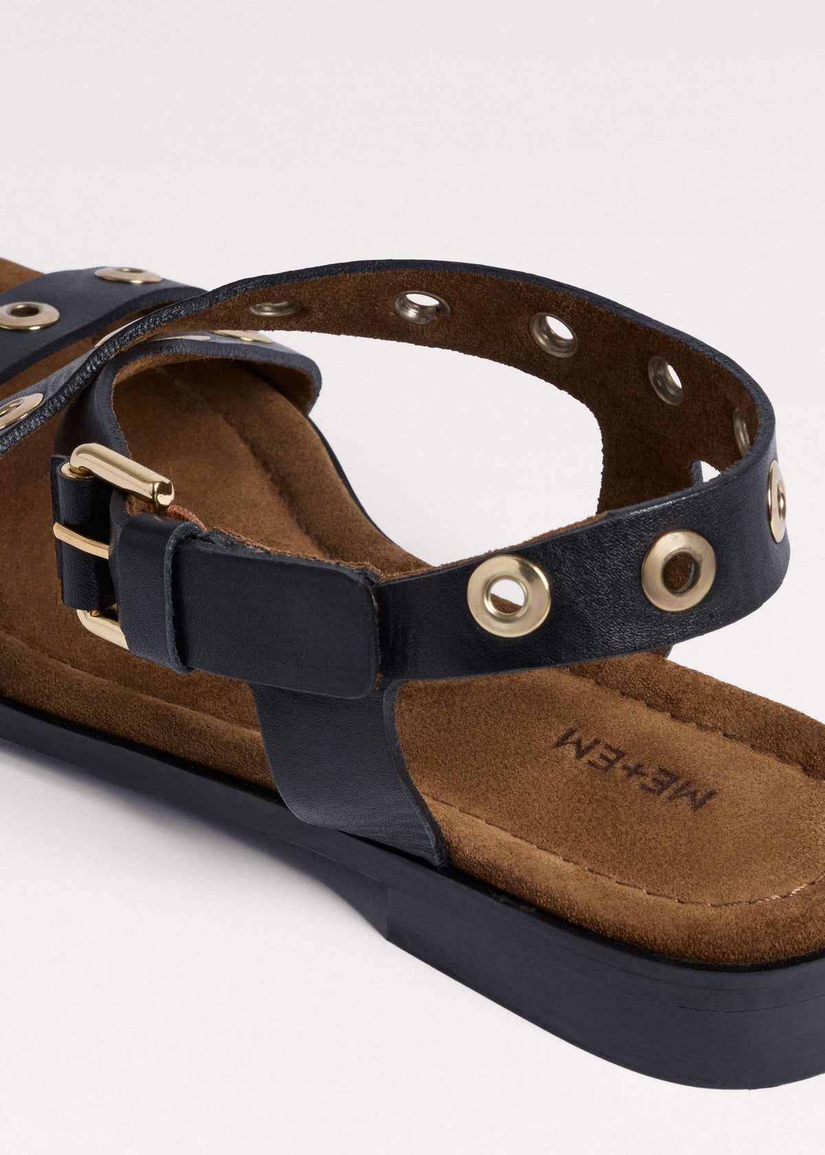 ME+EM Accessories Black Eyelet Stud Sandal