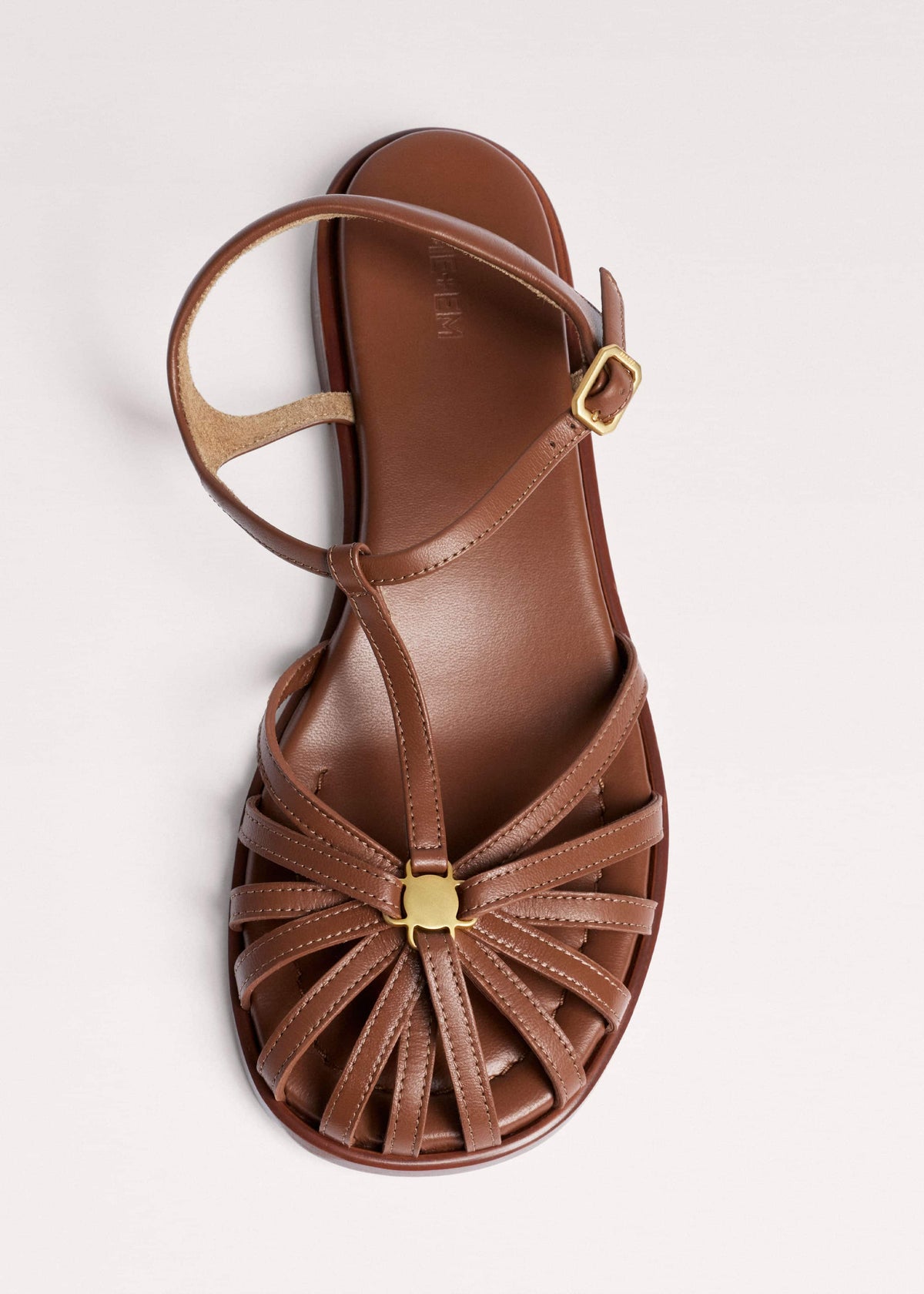 ME+EM Accessories Brown Caged T-Bar Sandal