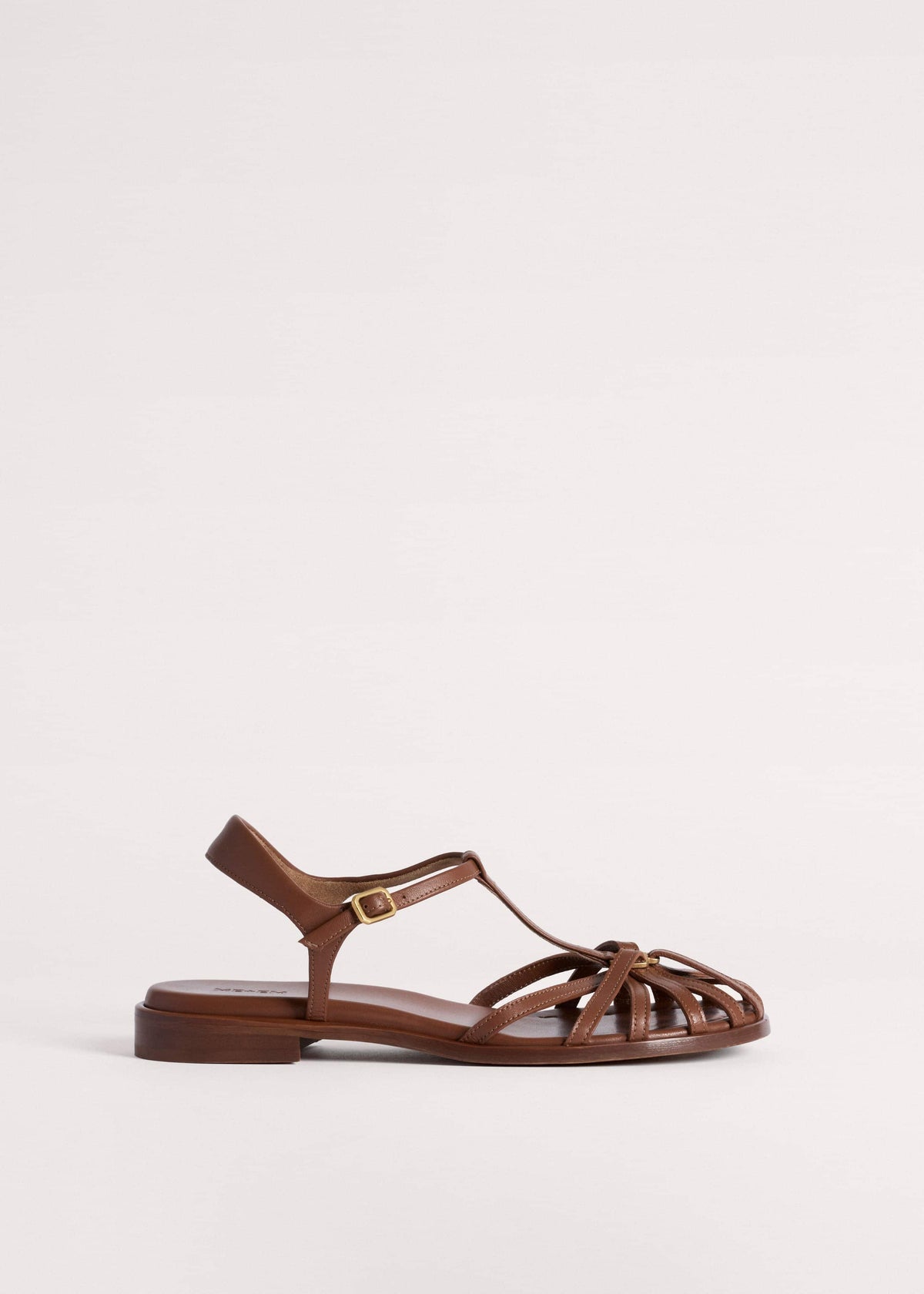 ME+EM Accessories Brown Caged T-Bar Sandal