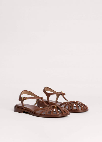 ME+EM Accessories Brown Caged T-Bar Sandal