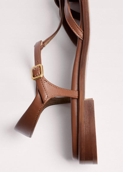 ME+EM Accessories Brown Caged T-Bar Sandal
