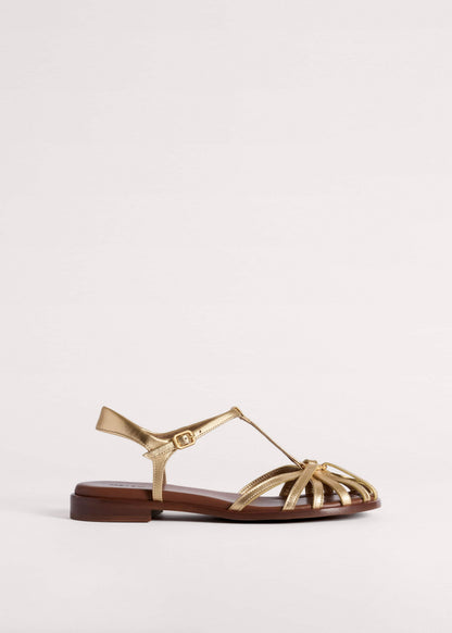 ME+EM Accessories Gold Caged T-Bar Sandal
