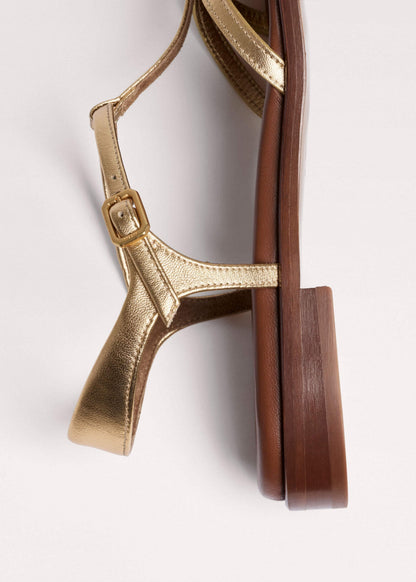 ME+EM Accessories Gold Caged T-Bar Sandal