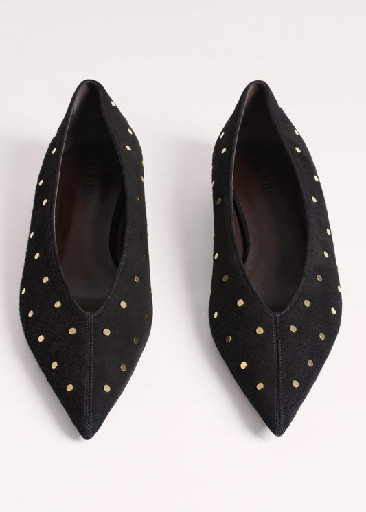 ME+EM Accessories Black Suede Stud Point Flat