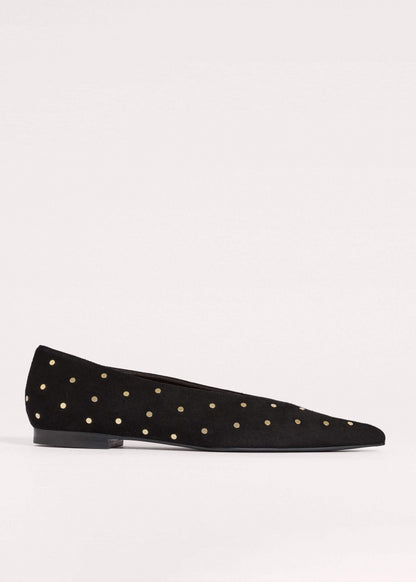 ME+EM Accessories Black Suede Stud Point Flat