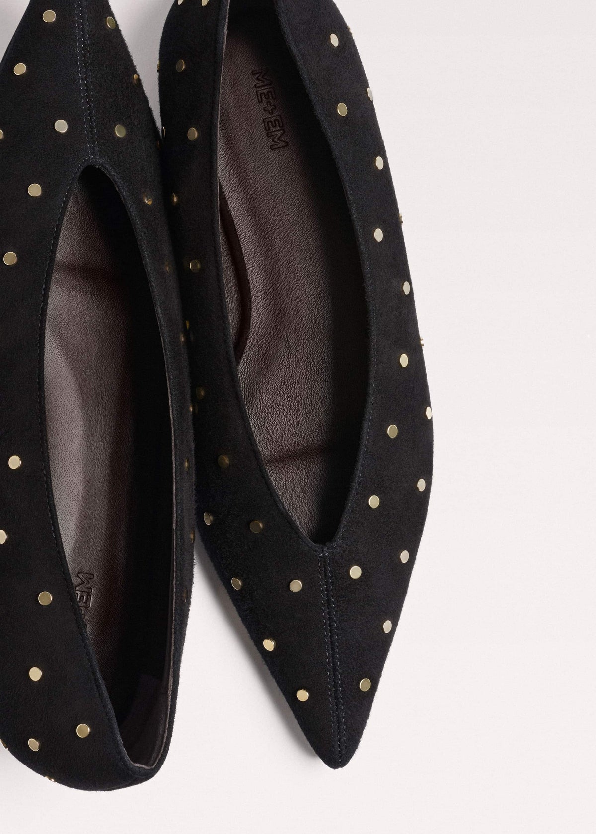 ME+EM Accessories Black Suede Stud Point Flat