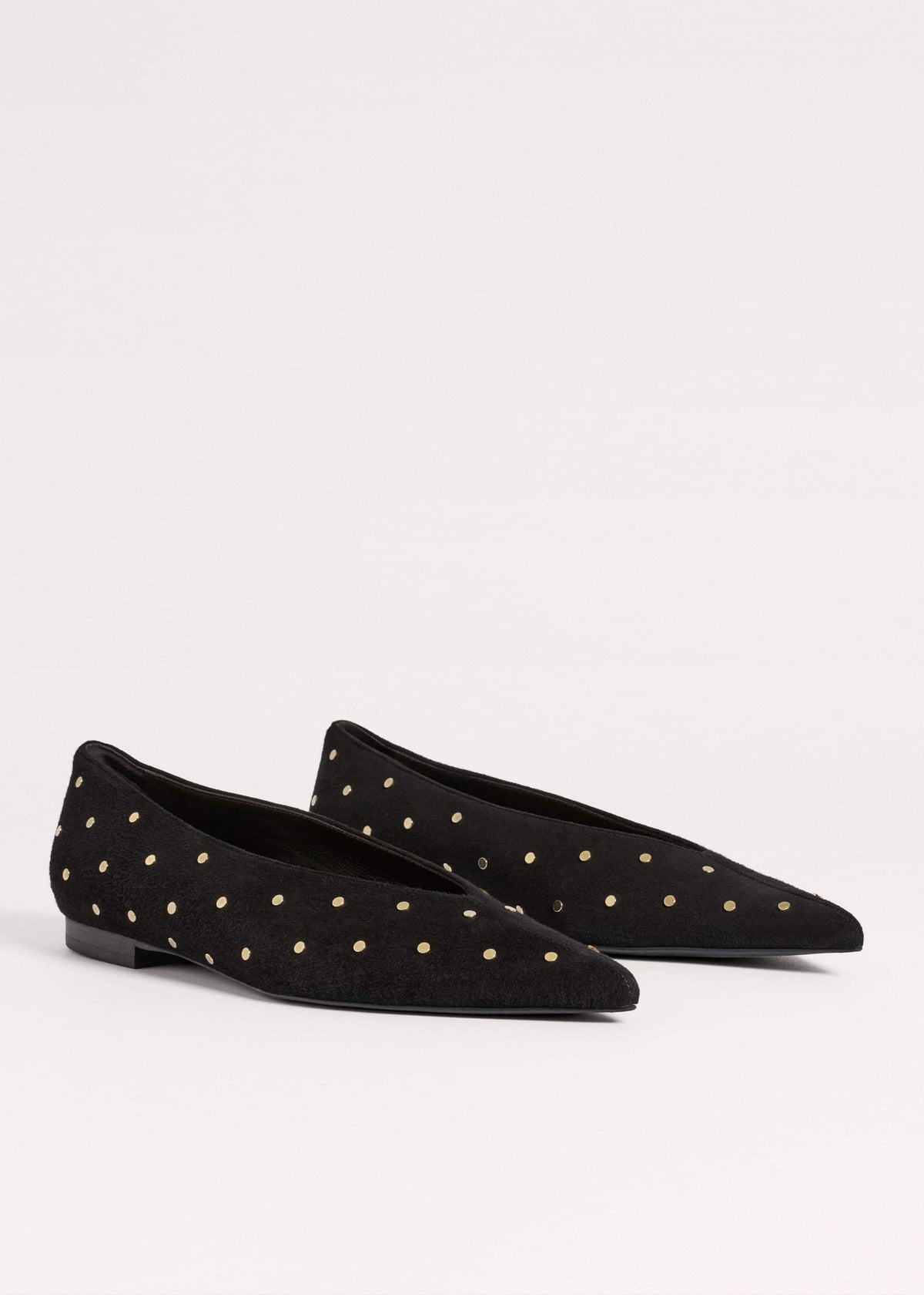 ME+EM Accessories Black Suede Stud Point Flat