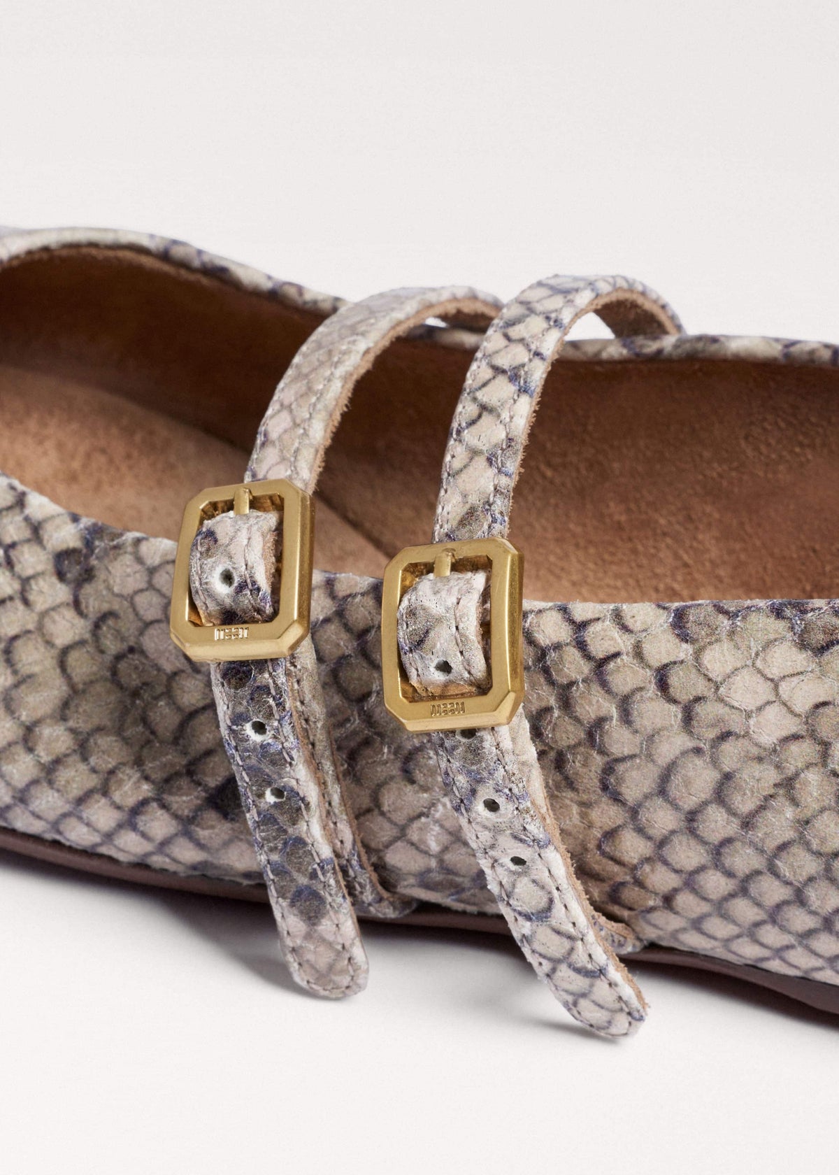 ME+EM Accessories Gray Snake Print Ballet Flat