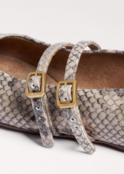 ME+EM Accessories Gray Snake Print Ballet Flat