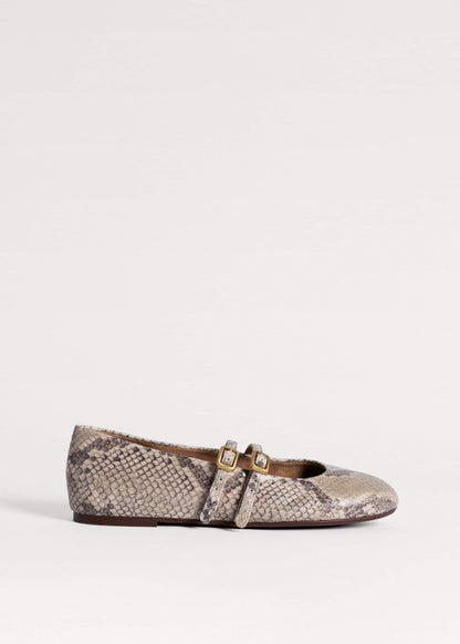 ME+EM Accessories Gray Snake Print Ballet Flat