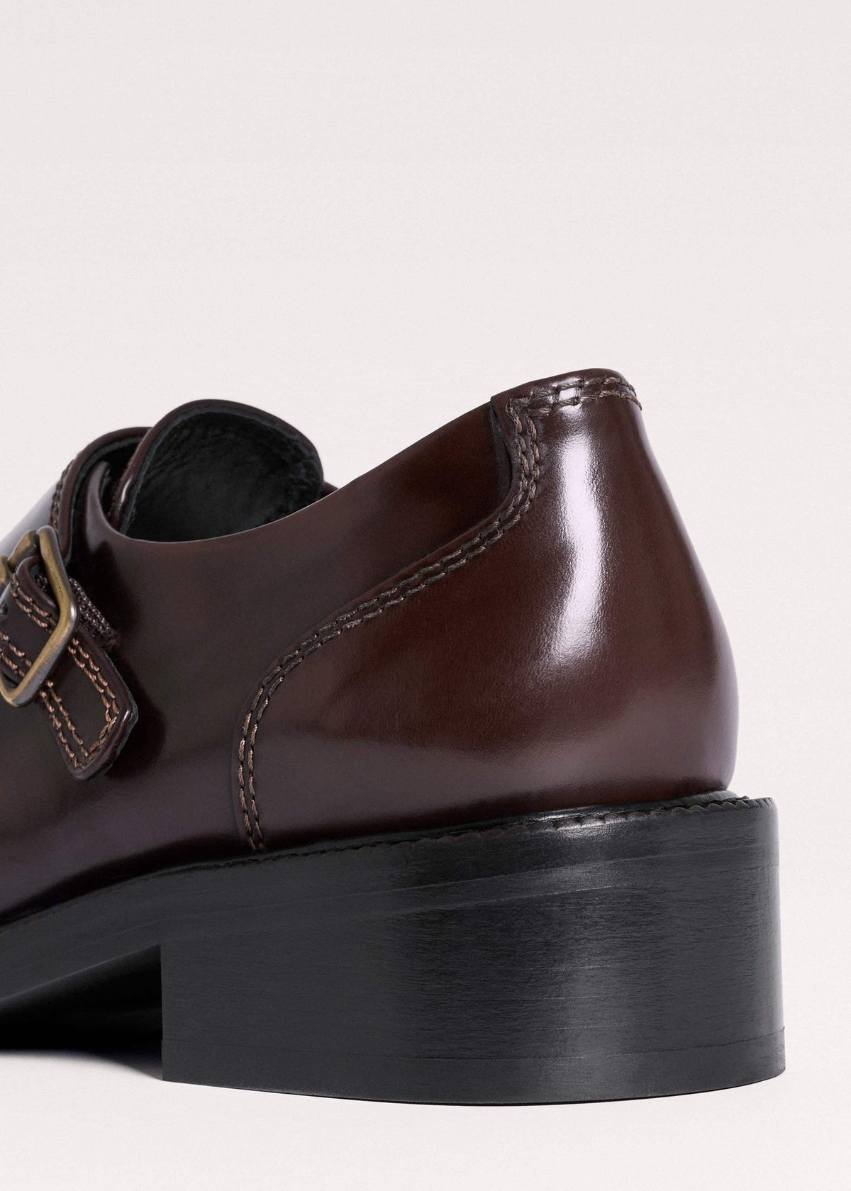 ME+EM Accessories Brown Leather Double Buckle Shoe