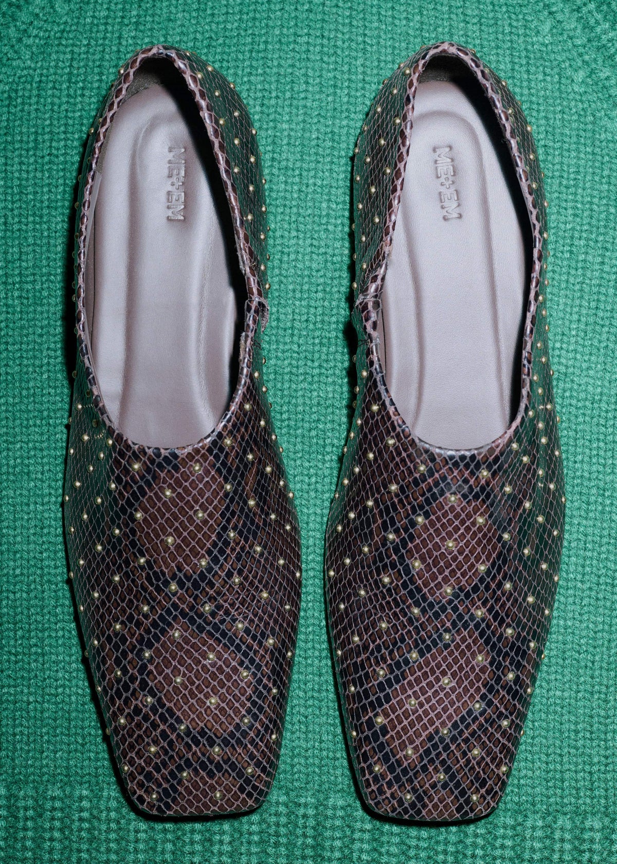 ME+EM Accessories Brown Square Toe Slipper