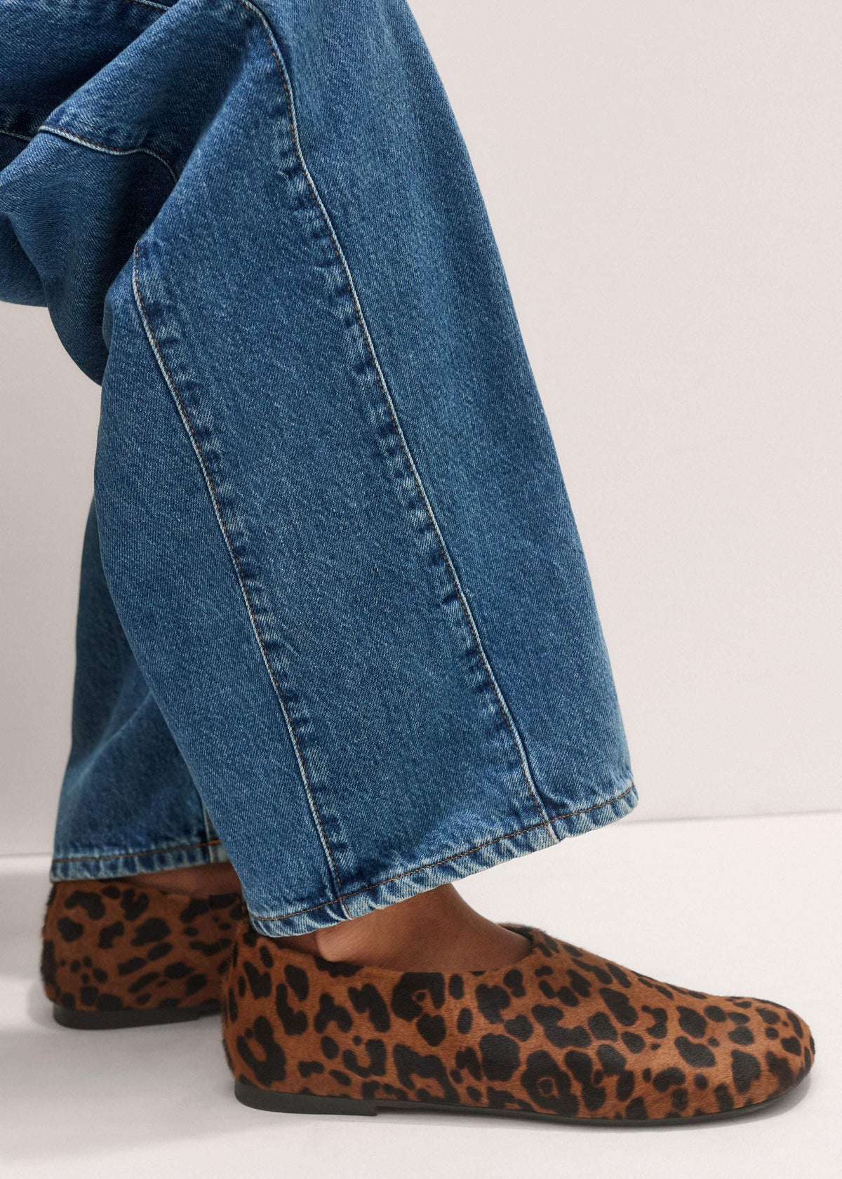 ME+EM Accessories Dark Brown Leopard Print Asymmetric Slipper