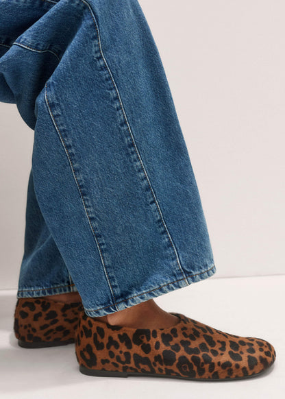ME+EM Accessories Dark Brown Leopard Print Asymmetric Slipper