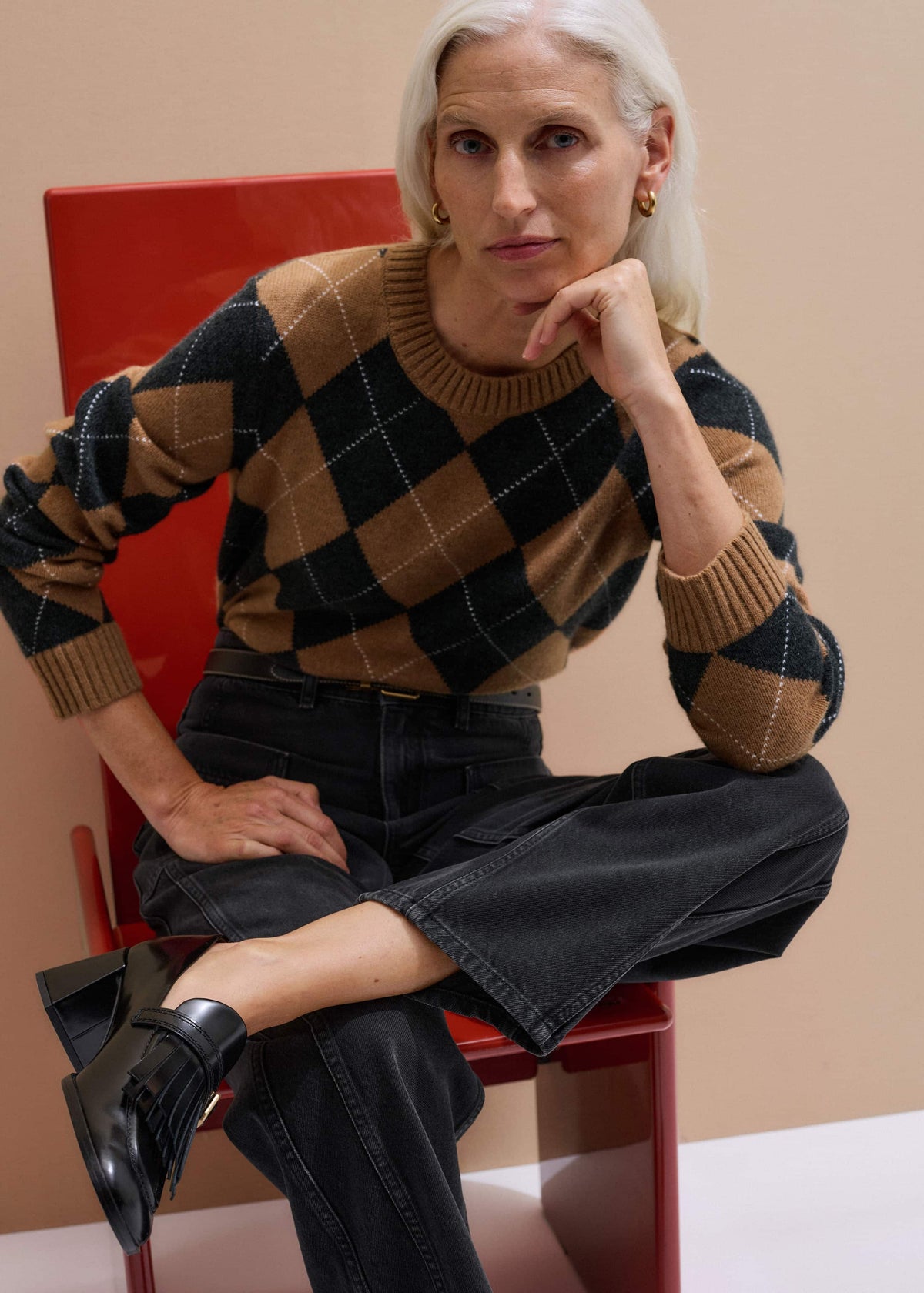 ME+EM Accessories Black Fringe Block Heel Loafer
