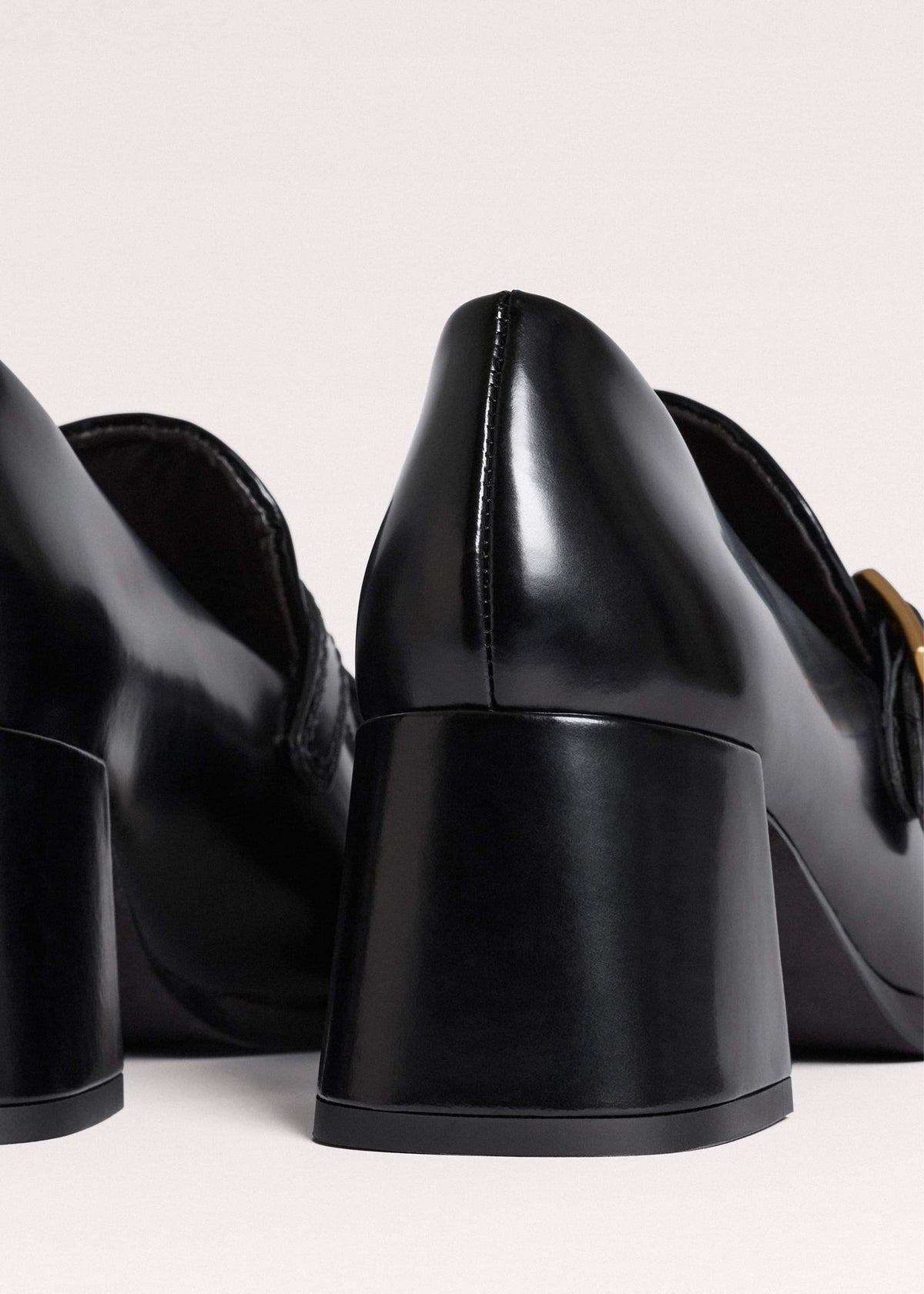 ME+EM Accessories Black Fringe Block Heel Loafer