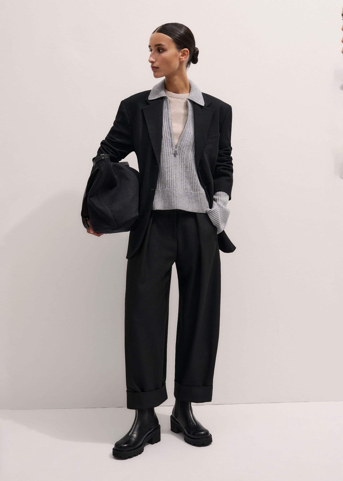 ME+EM Accessories Black Zip Front Boot