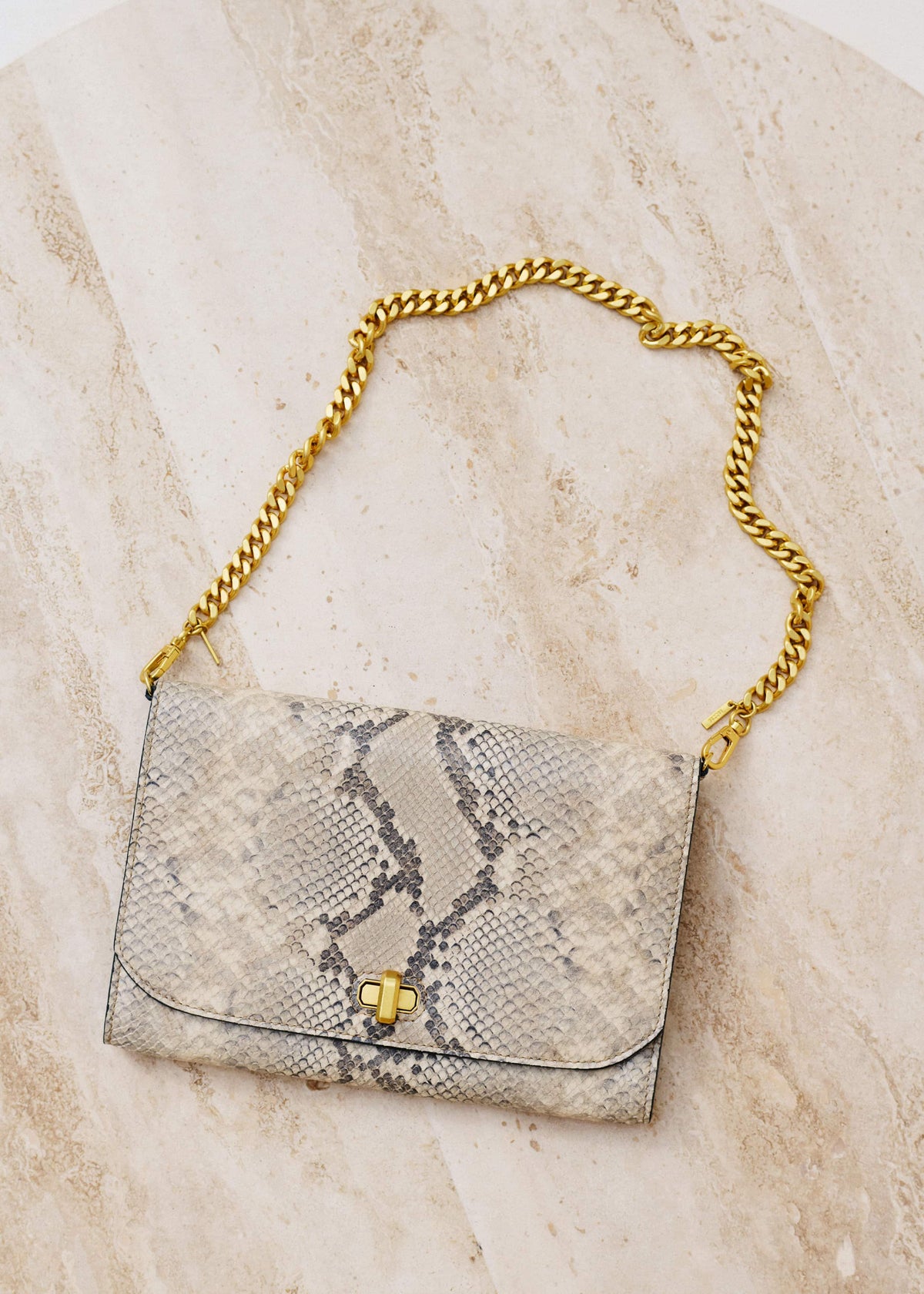 ME+EM Accessories Gray Snake Print Clutch Bag