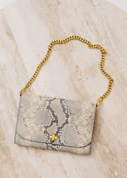 ME+EM Accessories Gray Snake Print Clutch Bag