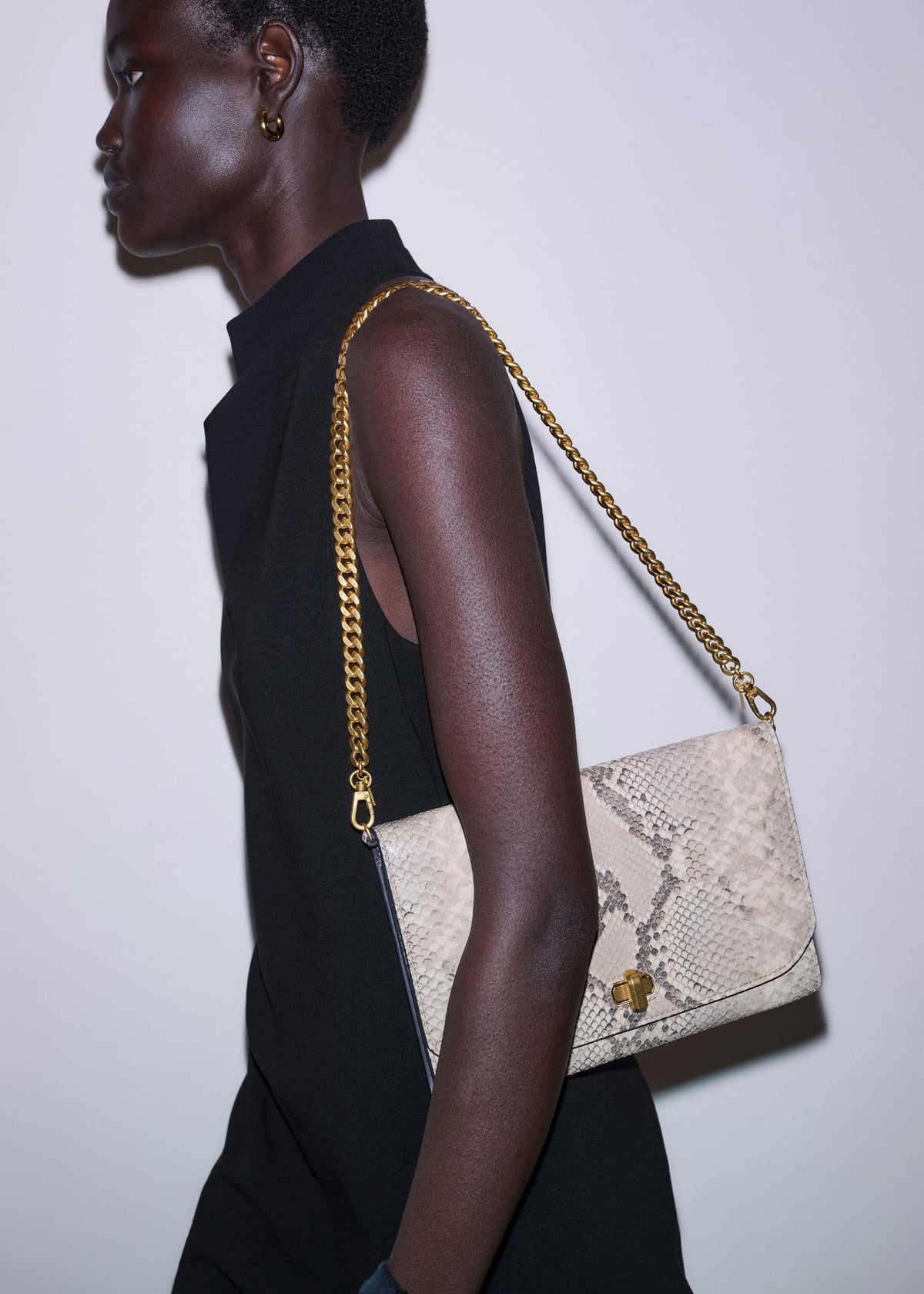 ME+EM Accessories Gray Snake Print Clutch Bag