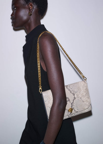 ME+EM Accessories Gray Snake Print Clutch Bag