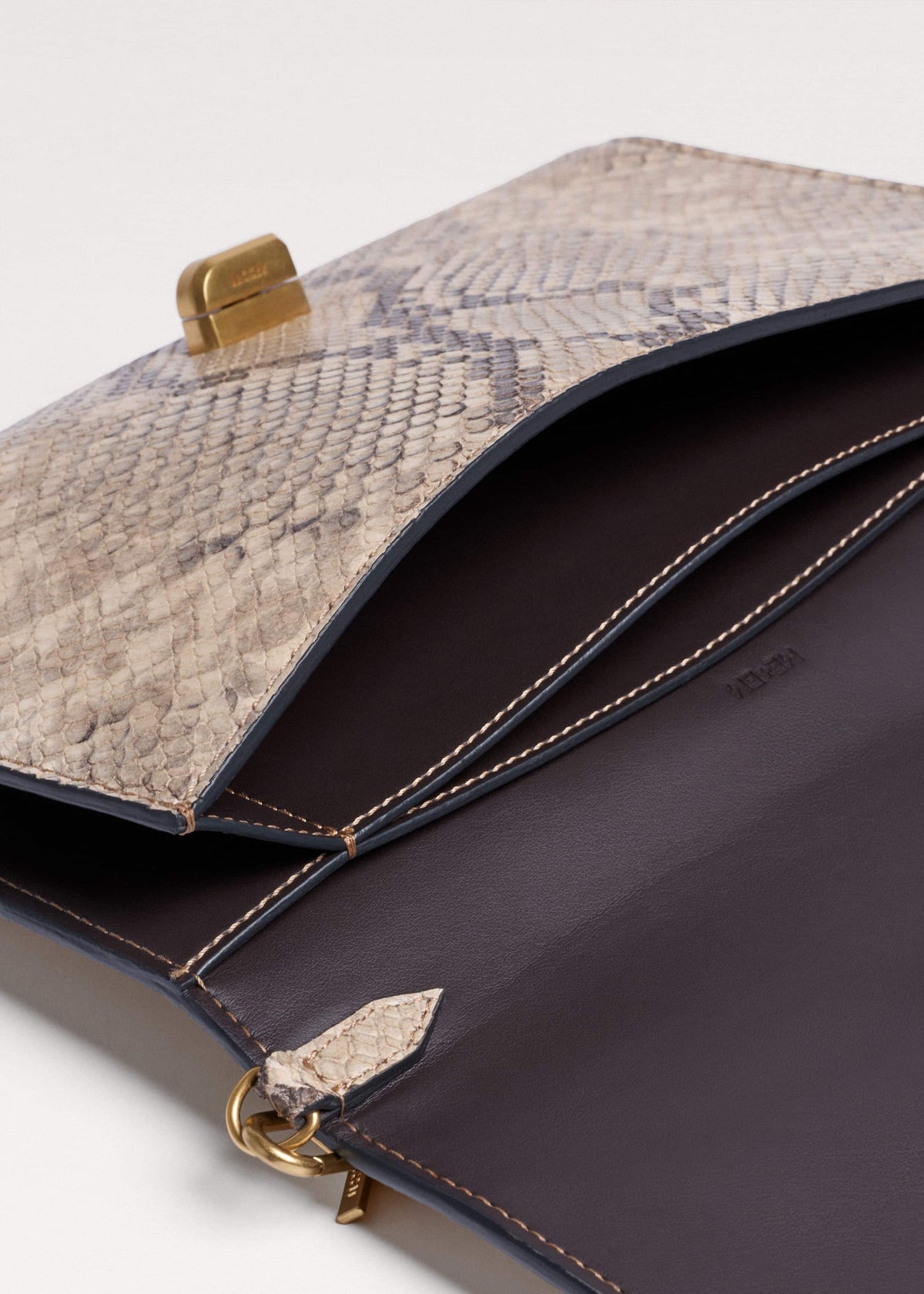 ME+EM Accessories Gray Snake Print Clutch Bag