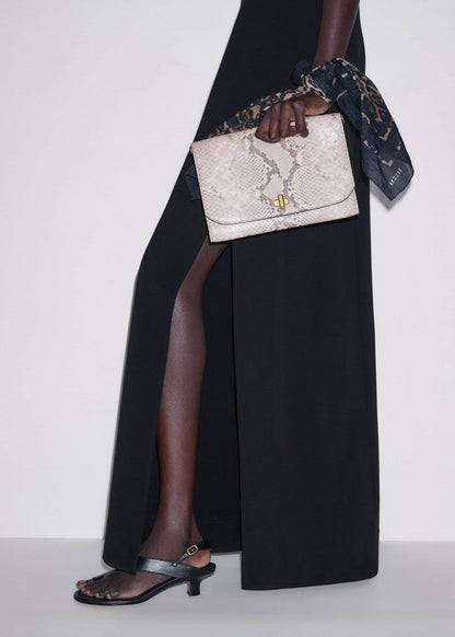 ME+EM Accessories Gray Snake Print Clutch Bag