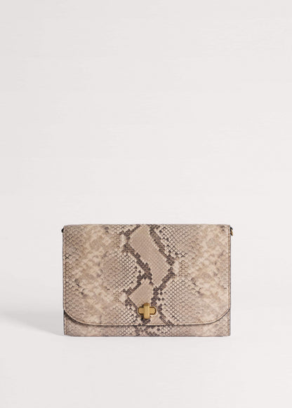 ME+EM Accessories Gray Snake Print Clutch Bag