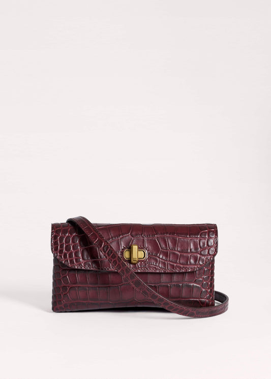 ME+EM Accessories Red Red Leather Croc Print Small Pouch
