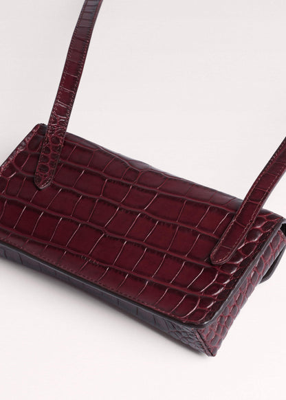 ME+EM Accessories Red Red Leather Croc Print Small Pouch