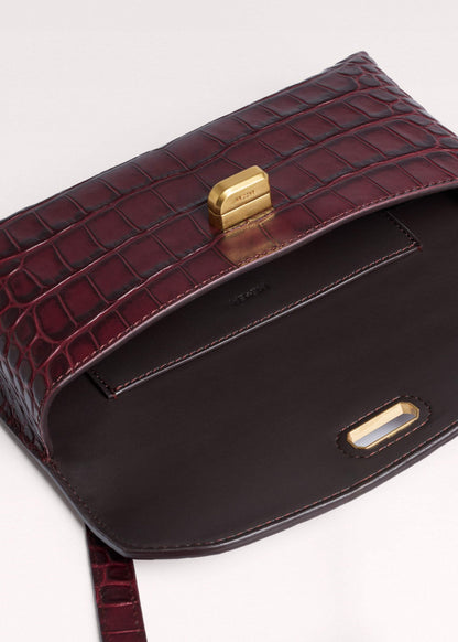 ME+EM Accessories Red Red Leather Croc Print Small Pouch