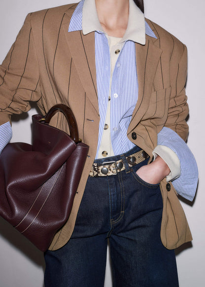 ME+EM Accessories Red Leather Soft Constructed Day Bag