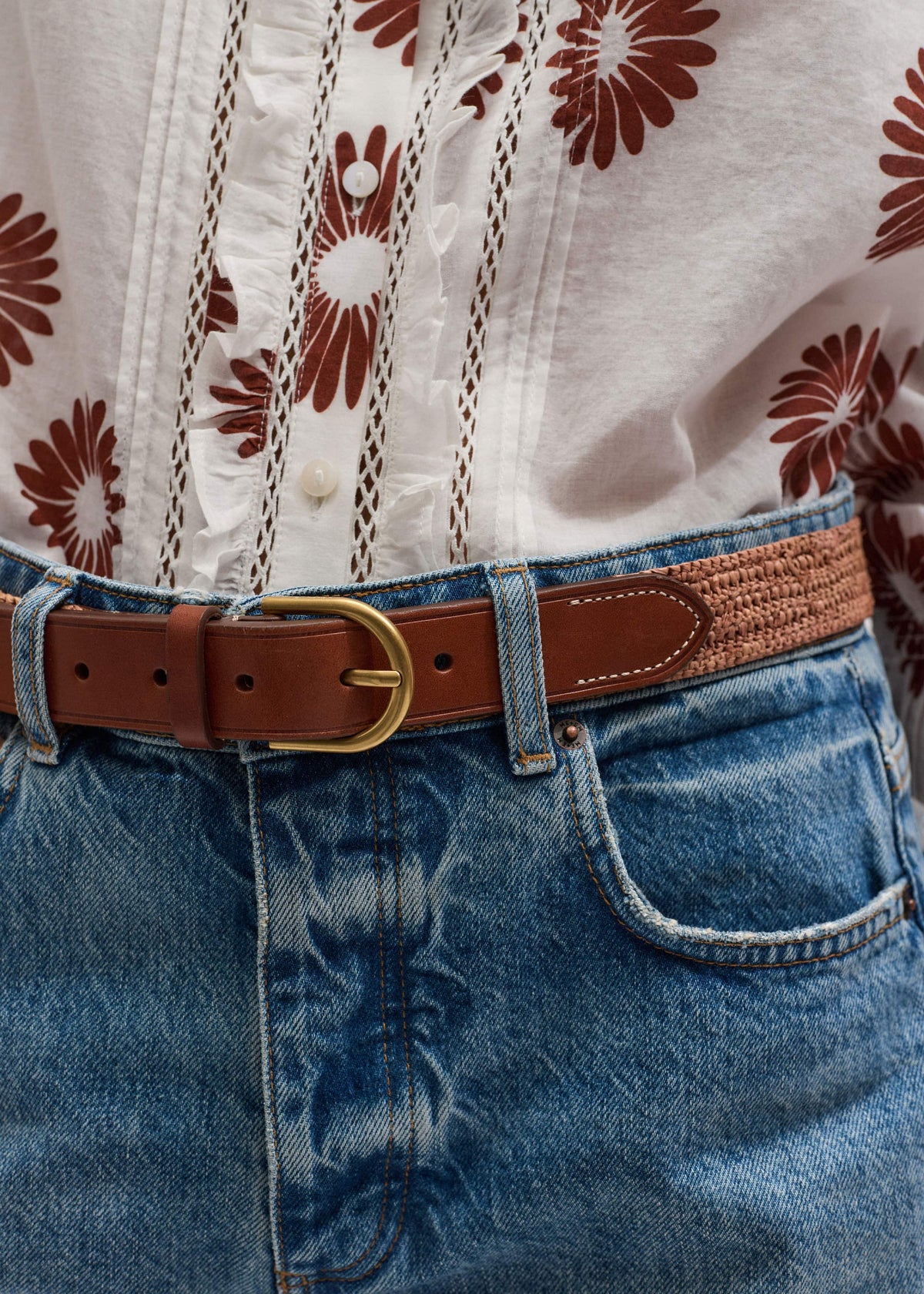 ME+EM Accessories Pink Raffia Summer Belt