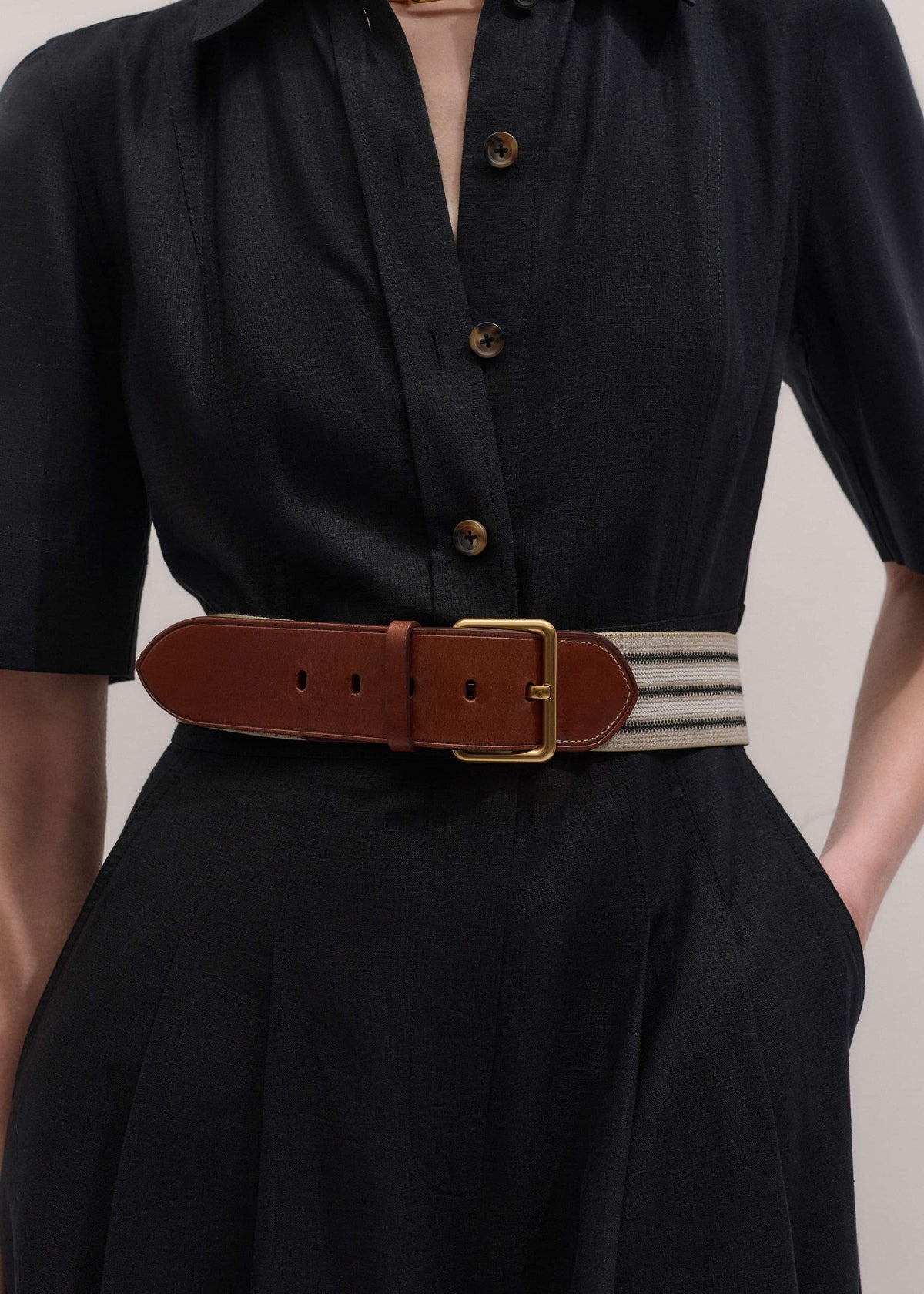 ME+EM Accessories Cream Wide Elastic Belt