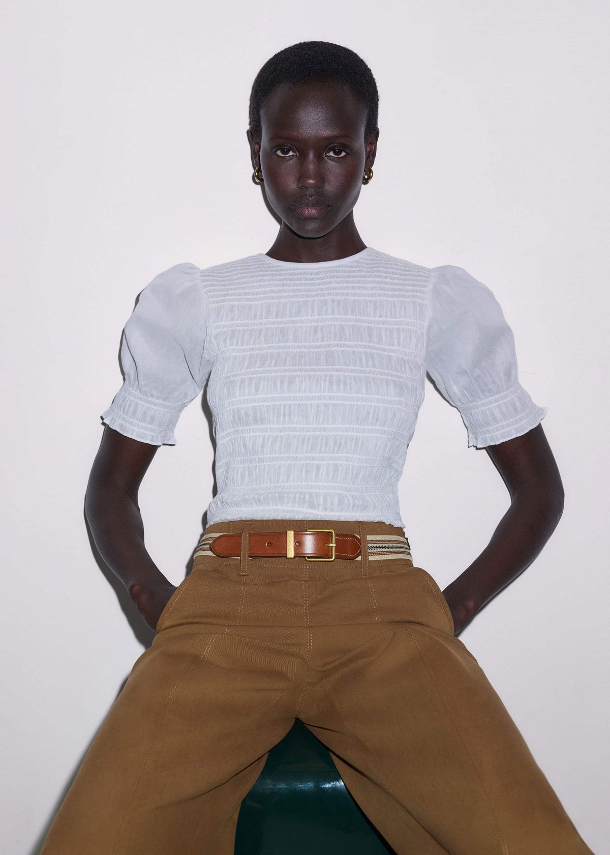 ME+EM Accessories Brown Elastic Stretch Belt