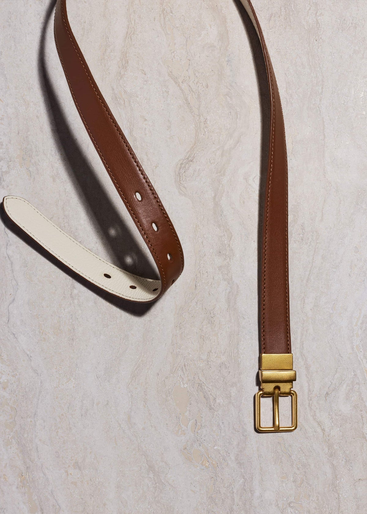 ME+EM Accessories Dark Brown Buttercream Reversible Belt