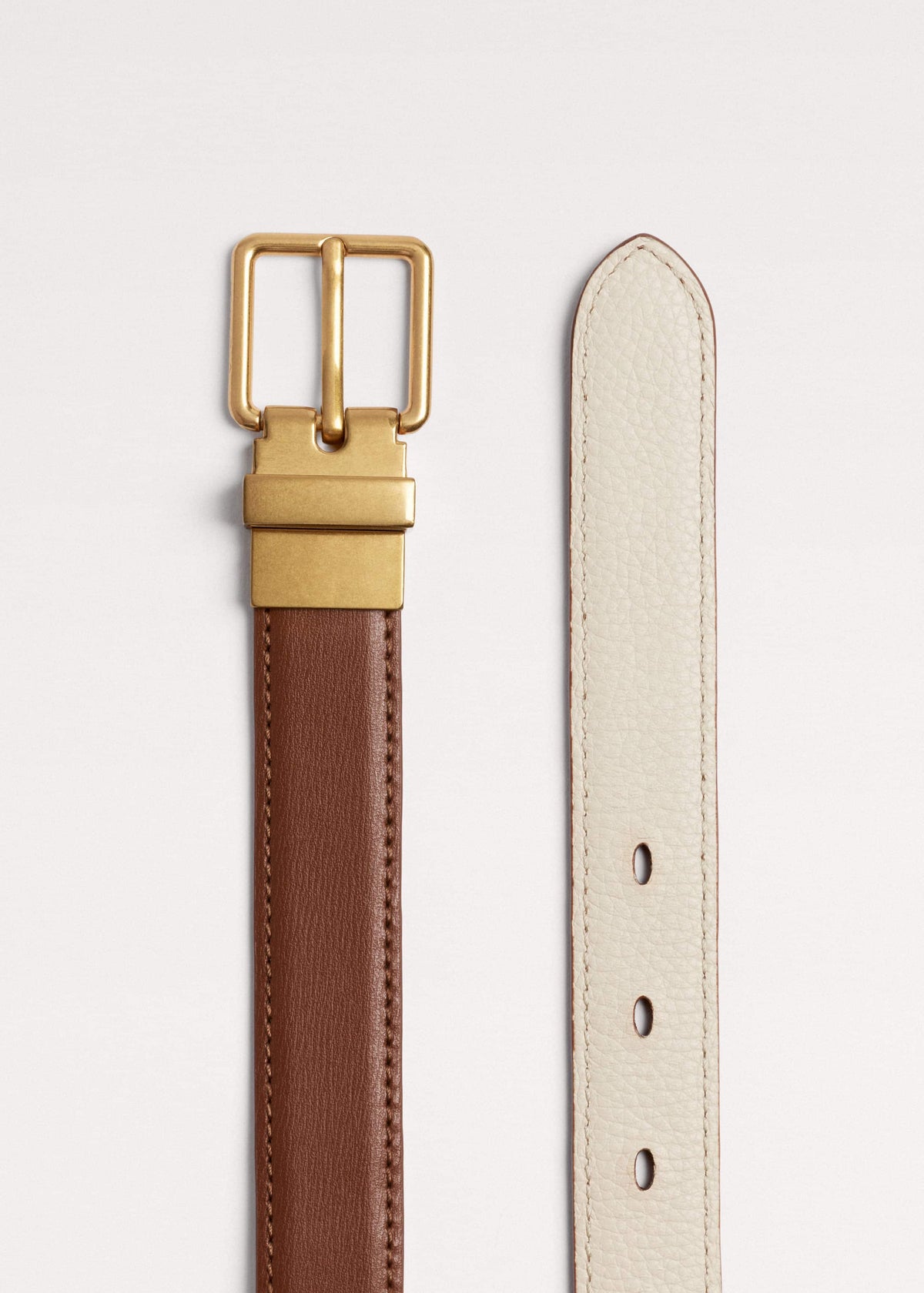 ME+EM Accessories Dark Brown Buttercream Reversible Belt