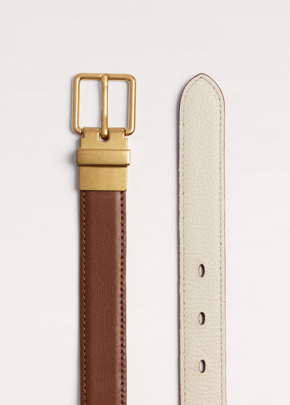 ME+EM Accessories Dark Brown Buttercream Reversible Belt