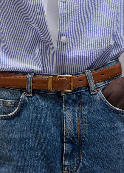 ME+EM Accessories Dark Brown Buttercream Reversible Belt