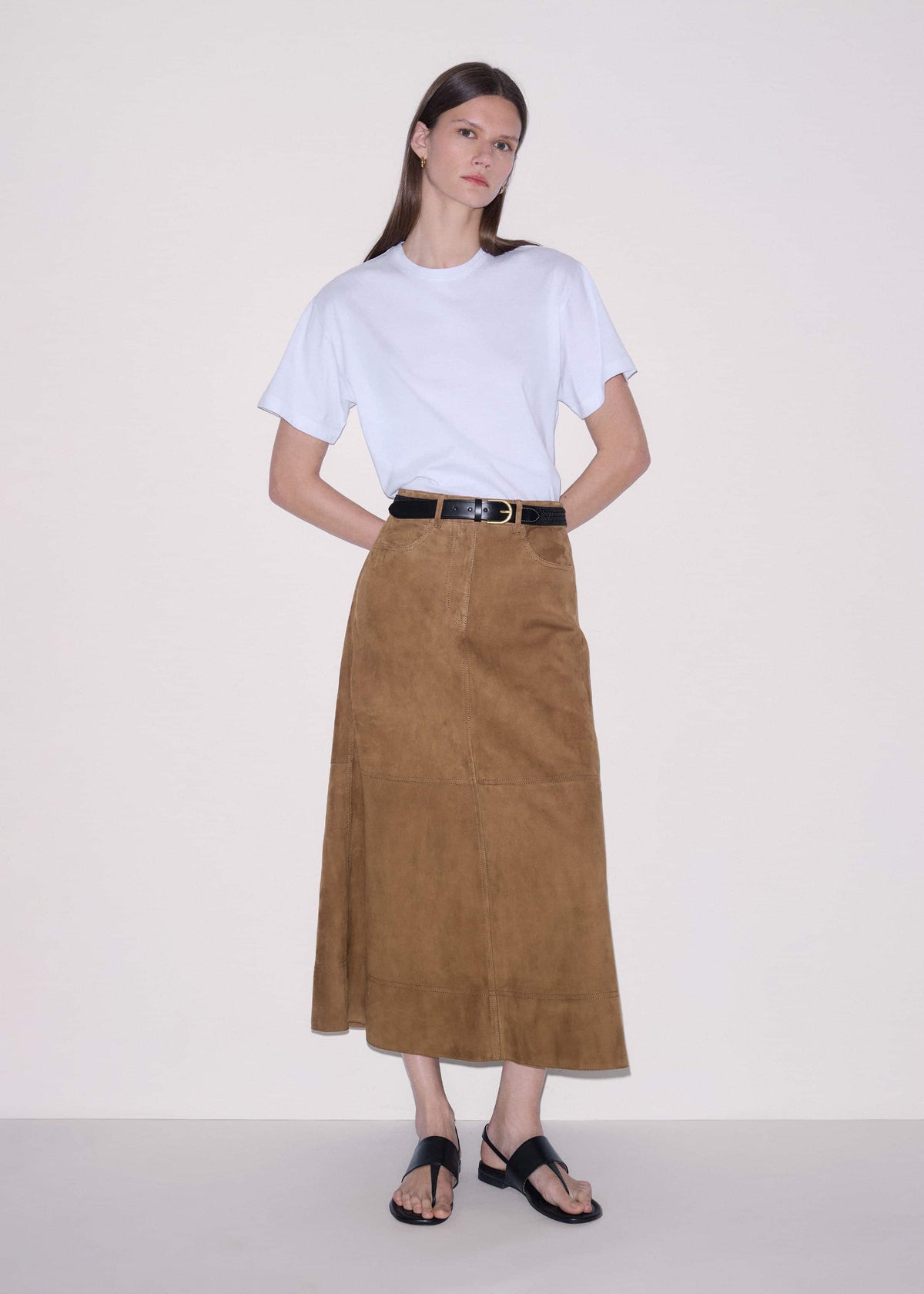 ME+EM Accessories Black Round Raffia Summer Belt