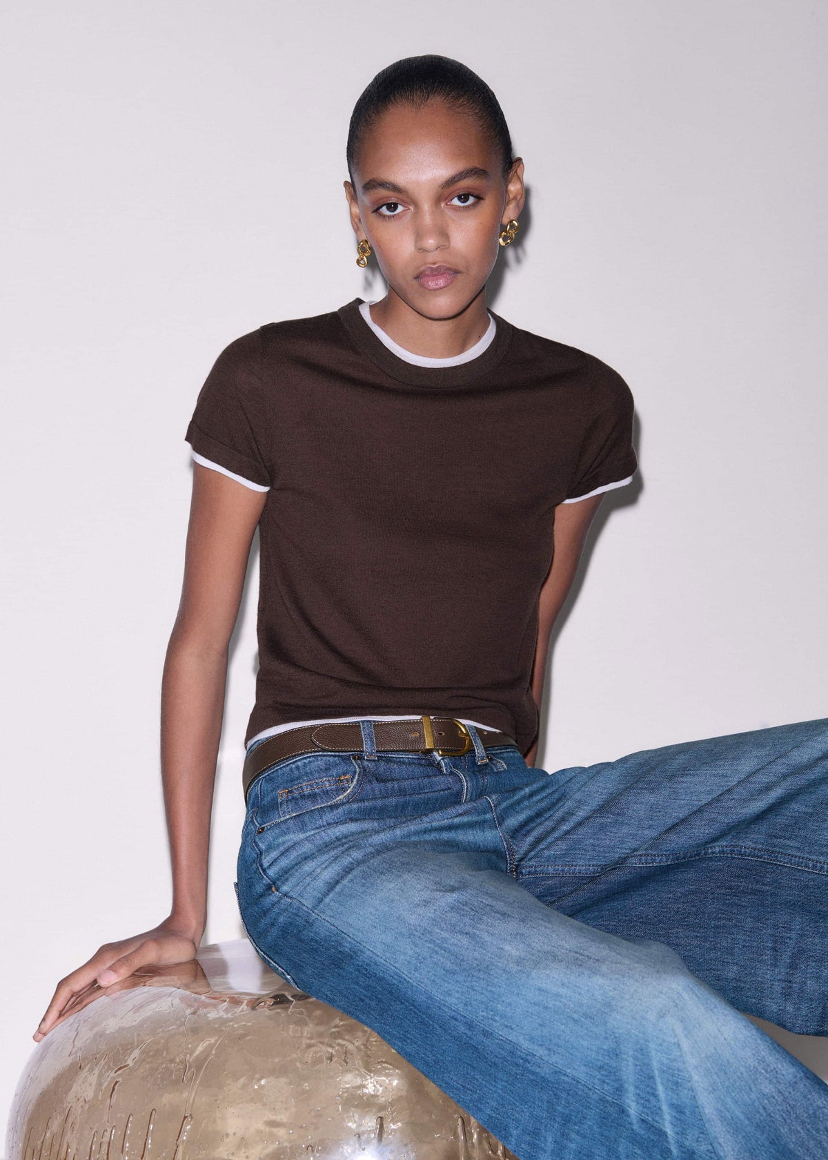 ME+EM Accessories Brown Classic Round Reversible Belt