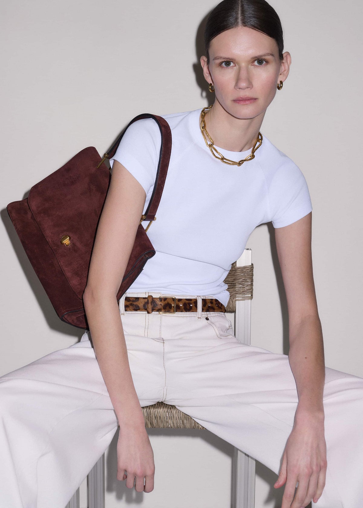 ME+EM Accessories Brown Leopard Print Classic Belt