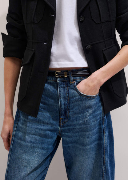 ME+EM Accessories Black Skinny Belt