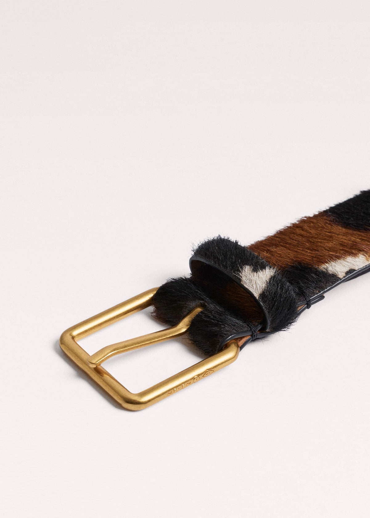 ME+EM Accessories Dark Brown Leather Cow Print Classic Belt