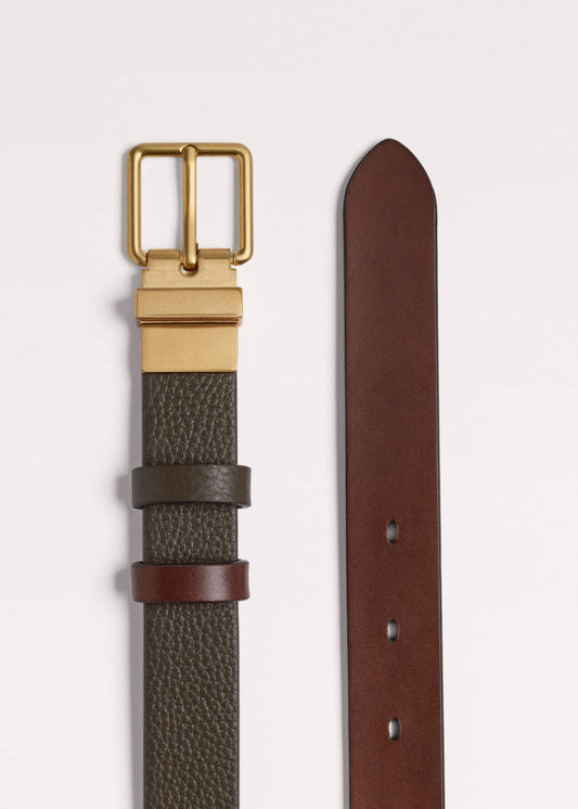 ME+EM Accessories Olive Green Leather Reversible Belt