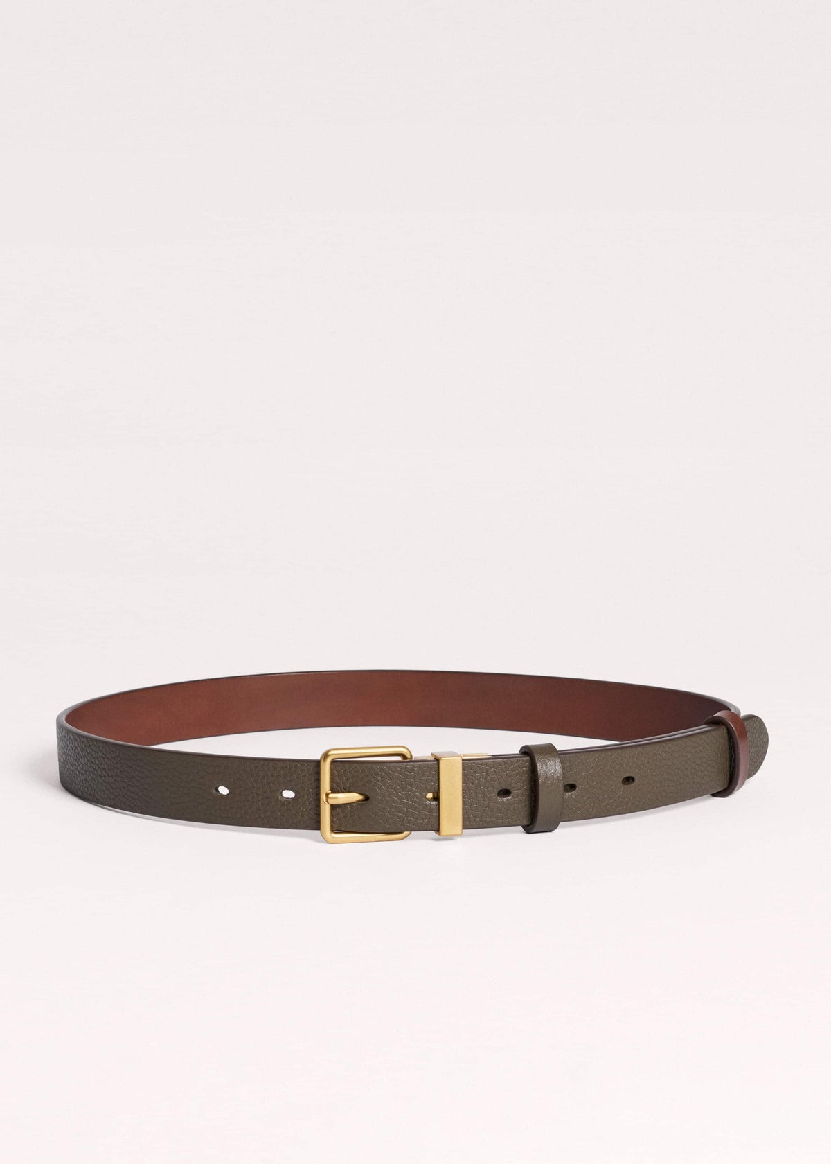 ME+EM Accessories Olive Green Leather Reversible Belt