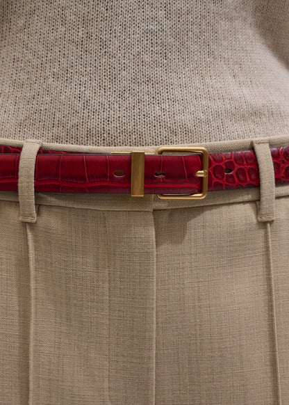 ME+EM Accessories Red Italian Croc Print Reversible Belt